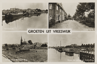 130304 Vierluik met gezichten te Vreeswijk:-de Handelskade;-de Emmaweg;-gezicht vanaf de Hooge brug;-haven met gezicht ...